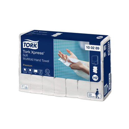 Håndklædeark Tork Premium H2 Z-Fold 2-lag L25.5xB21.2xD8.5cm Nyfiber FSC Hvid,21 pk x 150 stk/krt