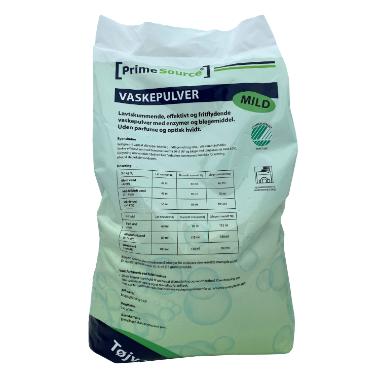 Vaskepulver Prime Source Mild svanemærket 10kg uden parfume/optisk hvidt,10 kg/sæk