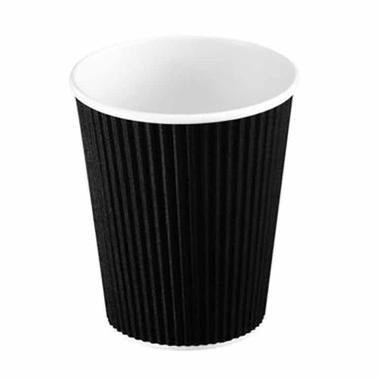 Kaffebæger Pap Ø90xH110mm 30cl 12oz Ripple Wall Sort