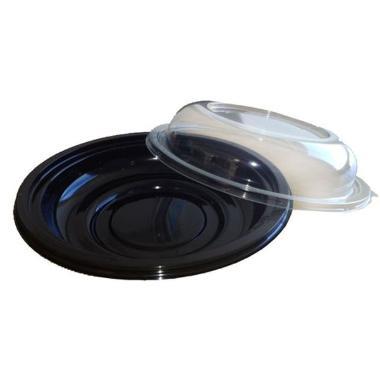 Salatskål Bowl 800 ml Ø225x44 mm med låg APET Sort,100 stk/krt