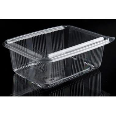 Plastbæger Catersource 1750 ml 140x195x83 mm firkantet hængslet låg RPET Klar,100 stk/ps