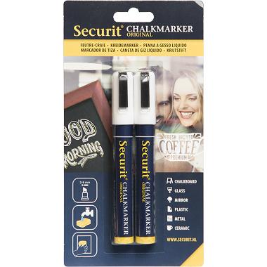 Tuschpen 2 stk Securit medium 2-6 mm Hvid,2 stk/pk