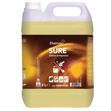 Grundrengøring SURE Cleaner&Degreaser plantebaseret uden parfume 5 ltr,2 dnk x 5 ltr/krt