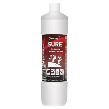 Sanitetsrengøring/Kalkfjerner SURE Washroom Cleaner&Descaler Sur u/Parfume 1 ltr,6 fl x 1 ltr/krt