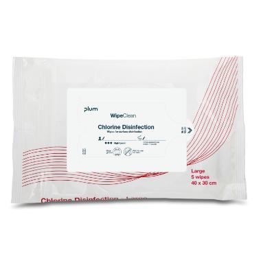 Desinfektion Serviet PLUM Disinfection wipe med Klor Large 40x30 cm,5 stk/pk