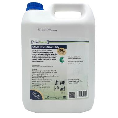 Sanitetsrengøring Prime Source ULTRA Mild Svanemærket højkon u. Farv/Parfu 5 ltr,5 ltr/dnk