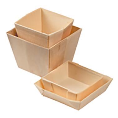 Bageform af træ med pergament indlæg 50x50x45 mm,12 pk x 25 stk/krt