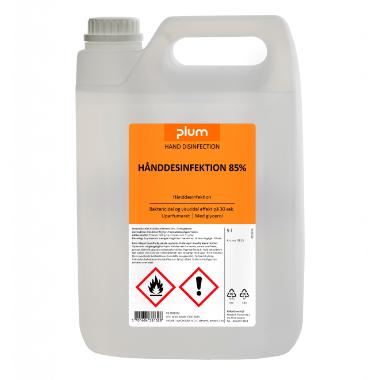 Hånddesinfektion flydende Plum 85% ethanol med glycerin 5 ltr,3 dnk x 5 ltr/krt