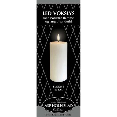 LED lys Asp-Holmblad Bloklys 6.8x15 cm Hvid,stk