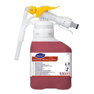 Sanitetsrengøring Sani 100 J-Flex alkalisk med parfume 1.5 ltr Rød,1 stk/krt