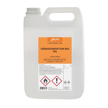 Hånddesinfektion Gel Plum 85% Ethanol 5ltr med Glycerol,3 dnk x 5 ltr/krt