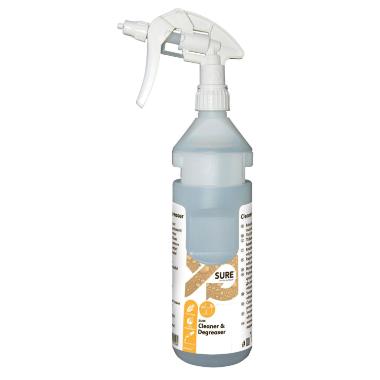 Flaske refill Sure Cleaner & Degreaser 750ml L7,5xB7,5xH33cm hvid,6 fl x 750 ml/krt