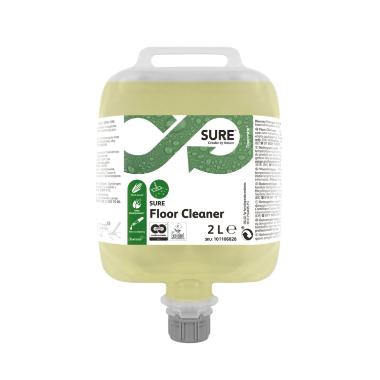 Gulvrengøring Sure flydende Floor Cleaner 2ltr plantebaseret gul til DVM/DQFM,3 stk x 2 ltr/krt