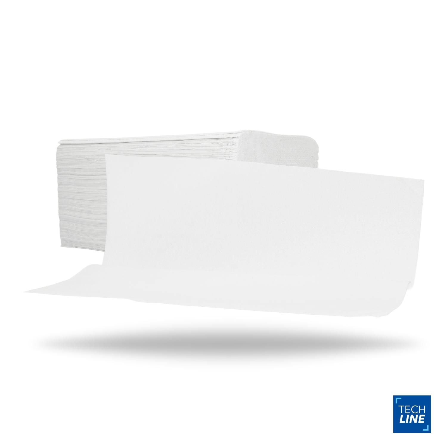 Håndklædeark Techline V-fold 2-lag hvid genbrug – 24x21 cm, 12 pk à 250 stk