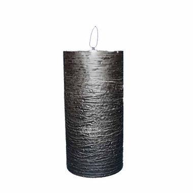 LED bloklys 7.5x15 cm med  3D flamme Sort,stk