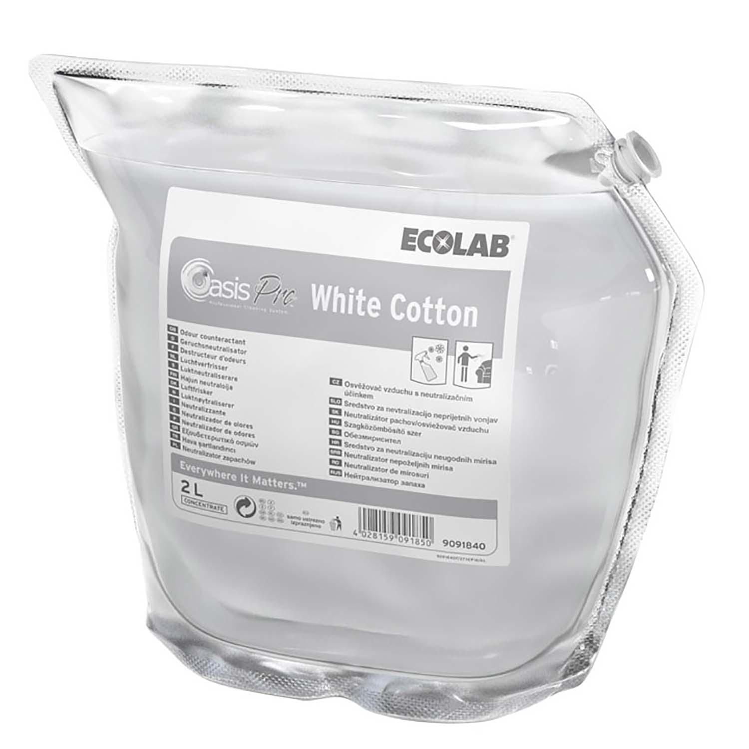 Lugtfjerner Oasis Pro White Cotton 2ltr med Parfume til tekstiler/værelser,2 ps x 2 ltr/krt