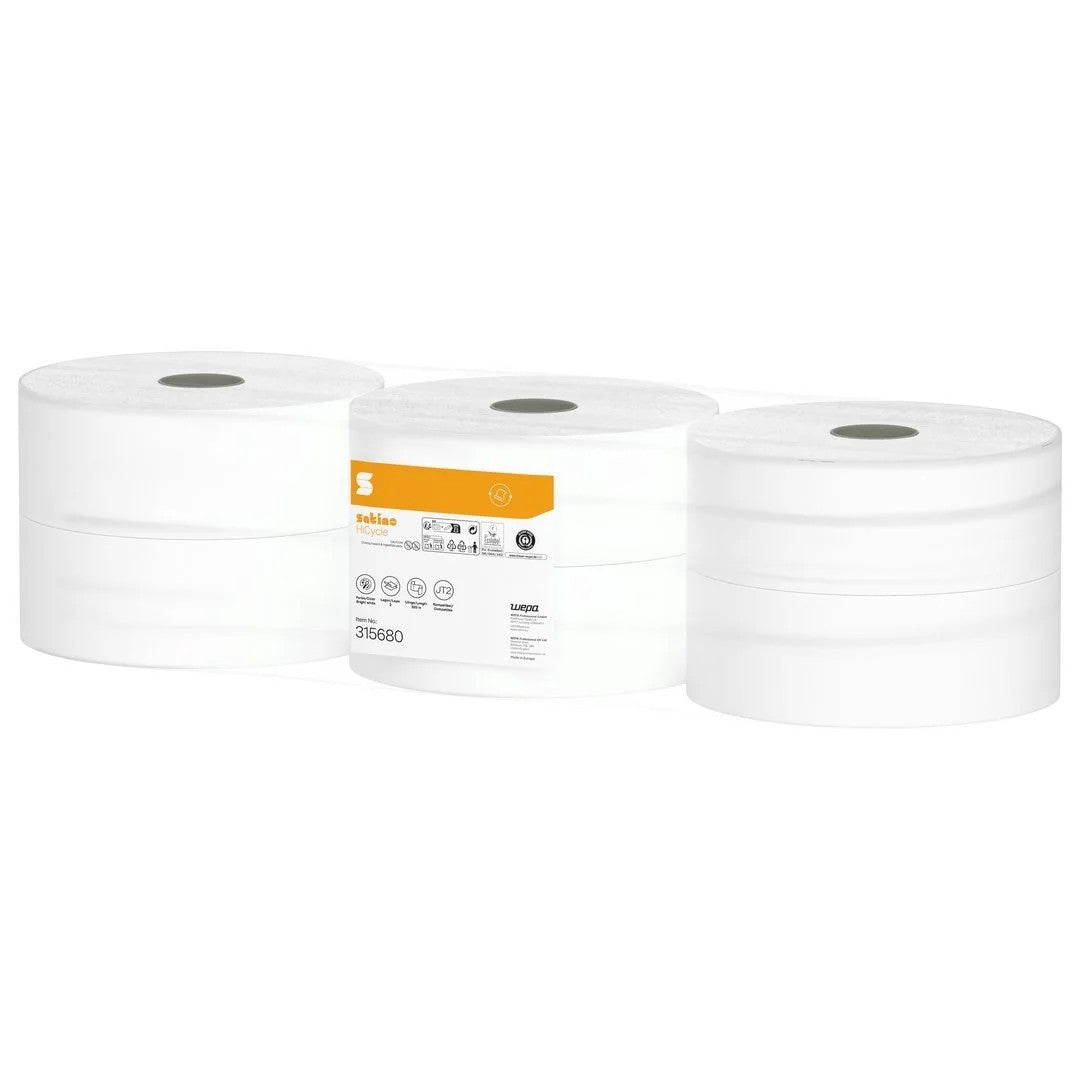 Toiletpapir Satino Comfort Jumbo 2-lag Ø24cm 320m Hvid Genbrug,6 rl/krt