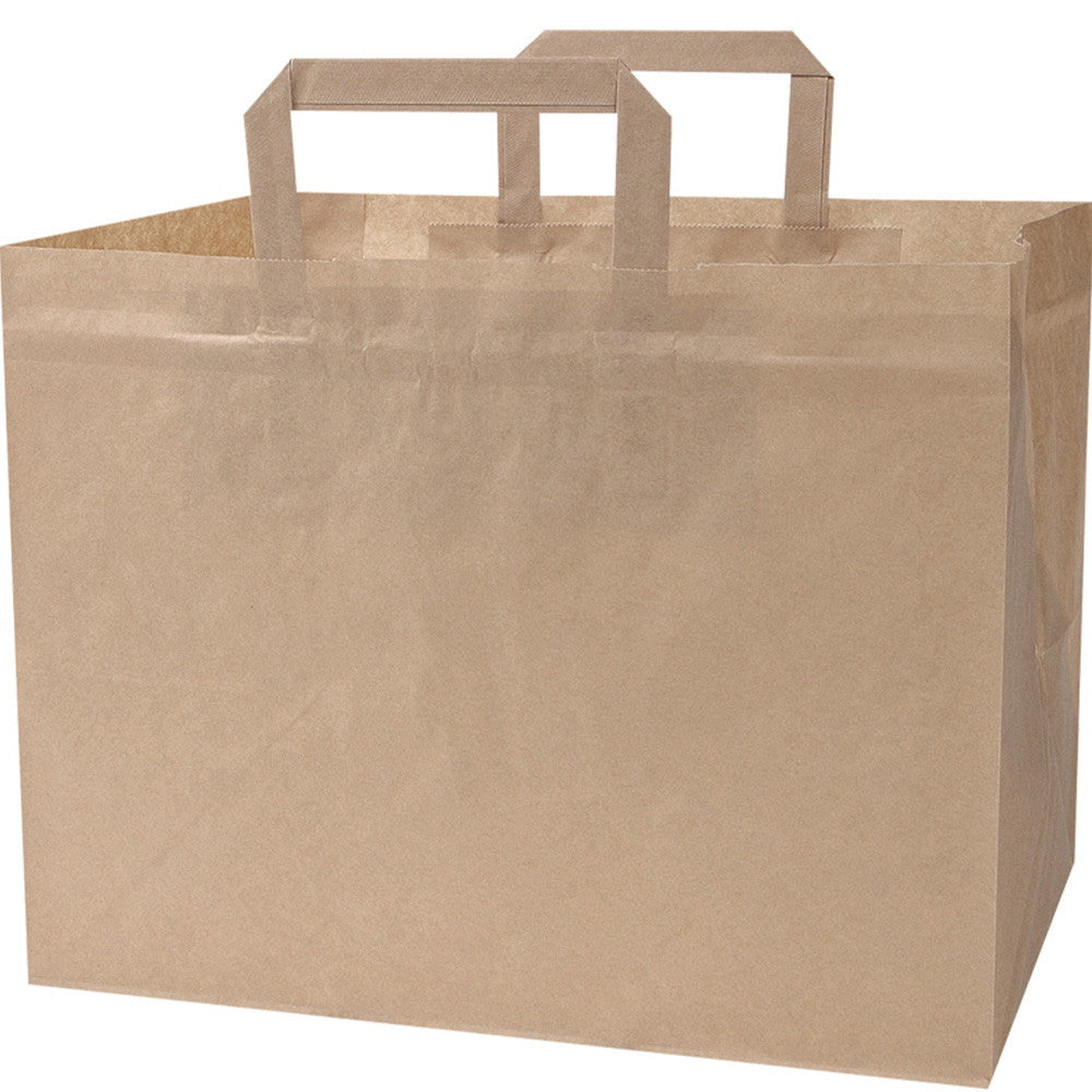 Papirbærepose take-away 17L 80g 340x170x250mm brun