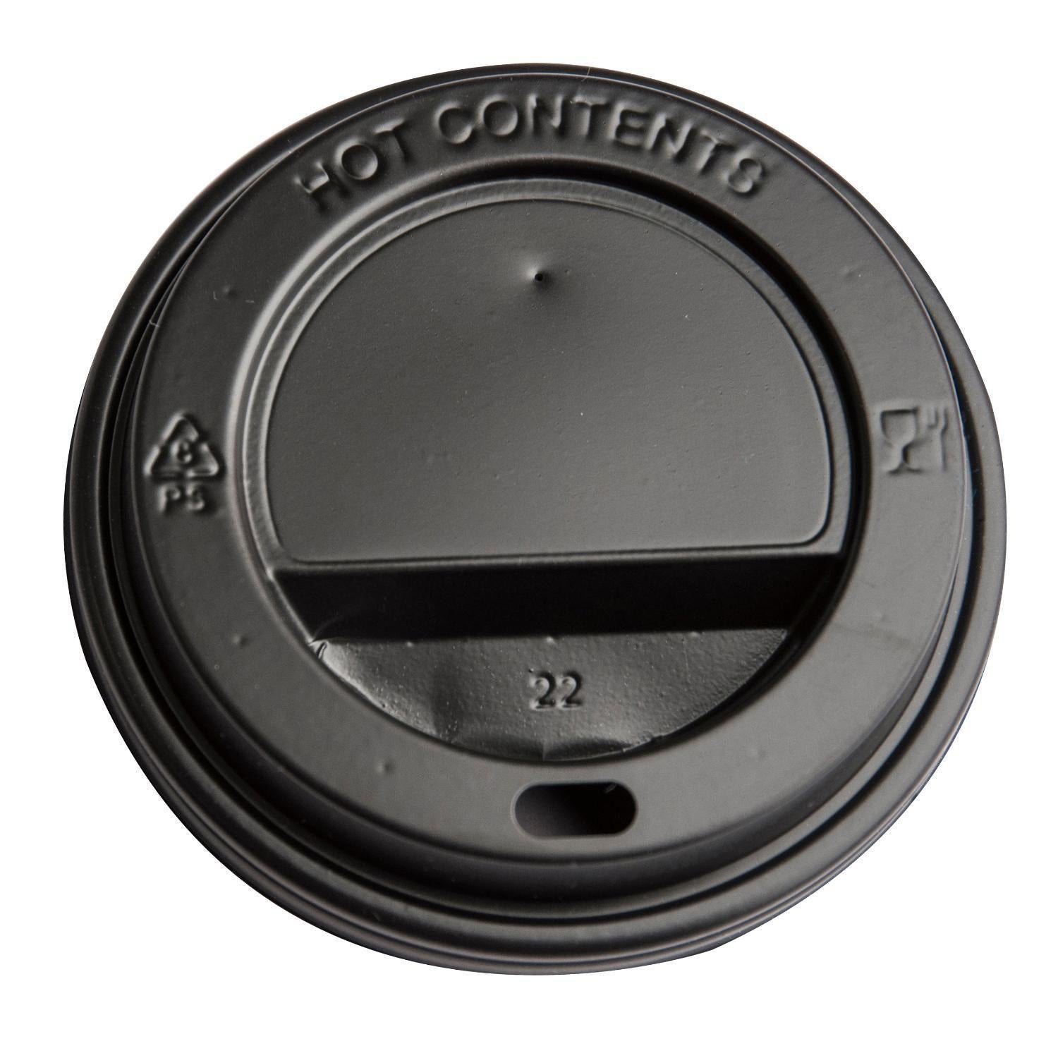 Drikkelåg Plast Ø90xH20mm Til Kaffebæger Sort Catersource,100 stk/ps