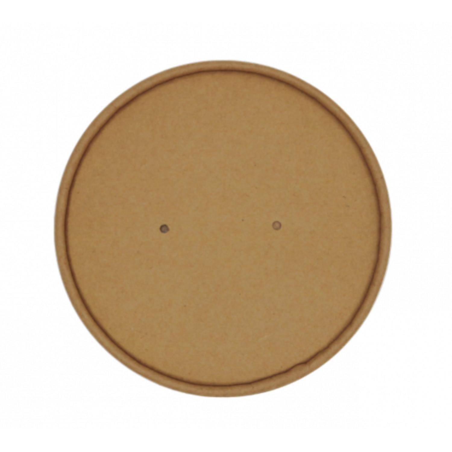 Låg Pap Ø150 mm PE-belagt m/ventilationshul Kraft Brun t/salatbæger 500/1000 ml,12 pk x 25 stk/krt