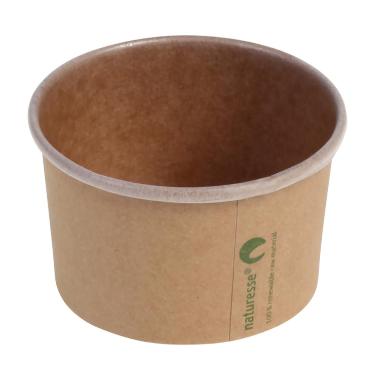 Isbæger 120 ml 3 oz Ø75x45 mm kraft pap PLA bionedbrydelig Brun,20 ps x 50 stk/krt