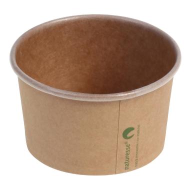 Isbæger 180 ml 5 oz Ø85x52 mm kraft pap PLA bionedbrydelig Brun,20 ps x 50 stk/krt