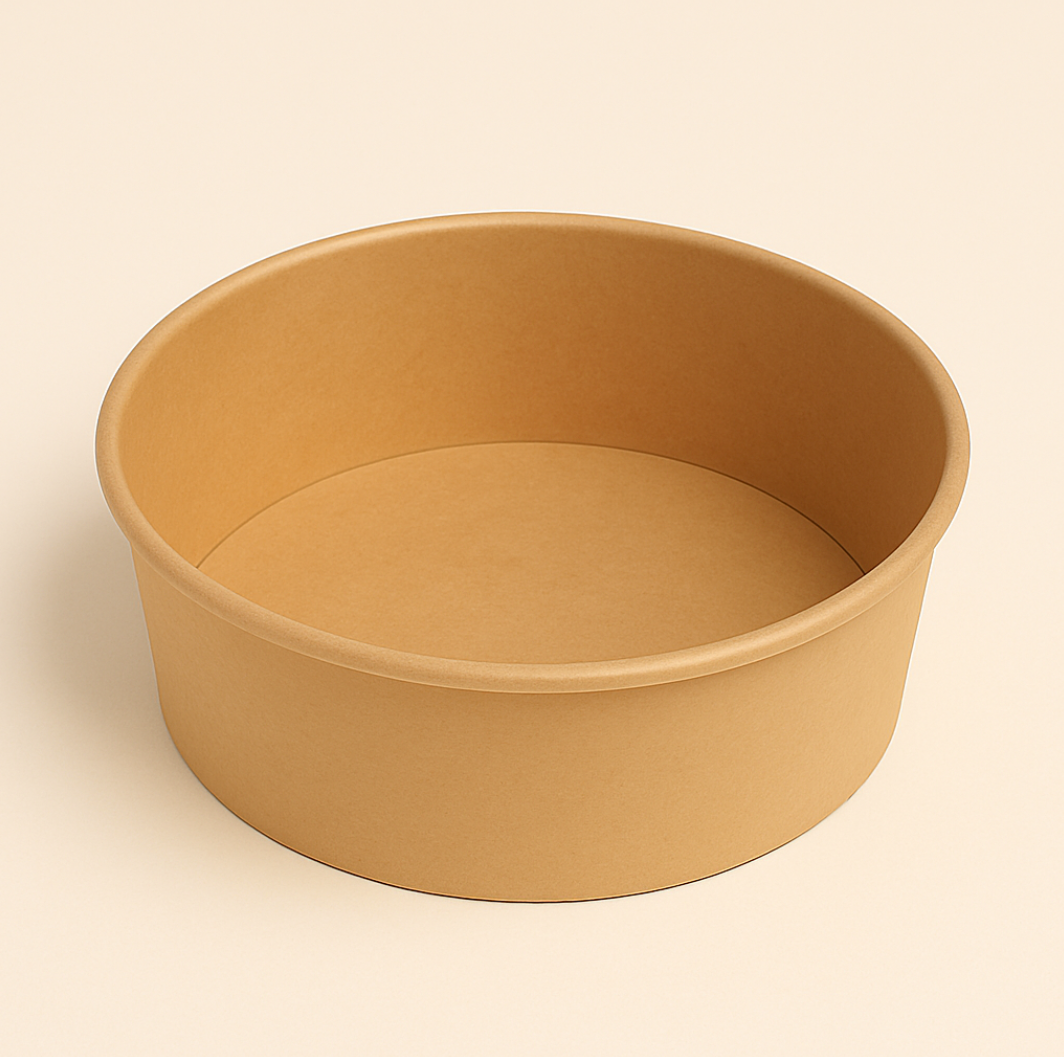 Salatskål Rund 1000ml Ø148xH78mm Brun Pap m. PE (50 stk)