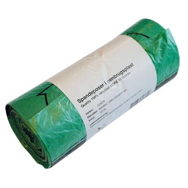 Spandepose Catersource 50 ltr 600x850mm 15 my m/fals komp MDPE 100% genbrug Grøn,12 rl x 50 stk/krt