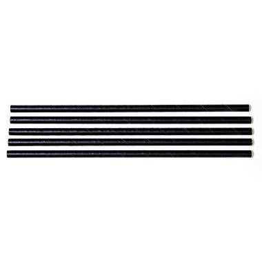 Sugerør Ø5x125 mm uden knæk Bionedbrydelig Papir Sort,250 stk/ps