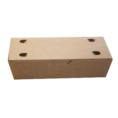 Pølseæske Lille L200xB100xH50mm Pap FSC med låg Brun/Hvid,2 ps x 100 stk/krt