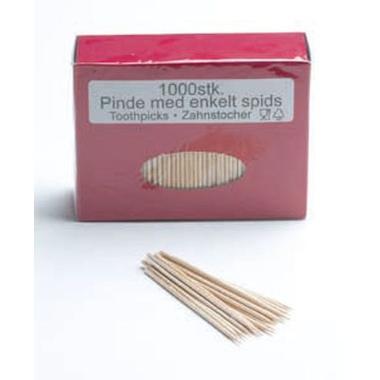 Tandstikker 80 mm – Træ – Spids i begge ender – 1000 stk/pk