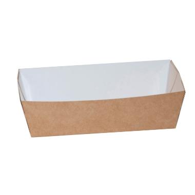 Pommes Frites Bakke Nr. 1 L138xB67xH43mm Pap Brun/Hvid,5 ps x 100 stk/krt