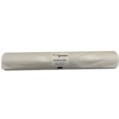 Affaldssække B780xL1100mm, Hvid 110-liters – 55my (12 ruller)