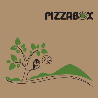 Pizzaæske TWK/242/E Model C L24xB24xH3cm brun med tryk Pizzabox,100 stk/krt