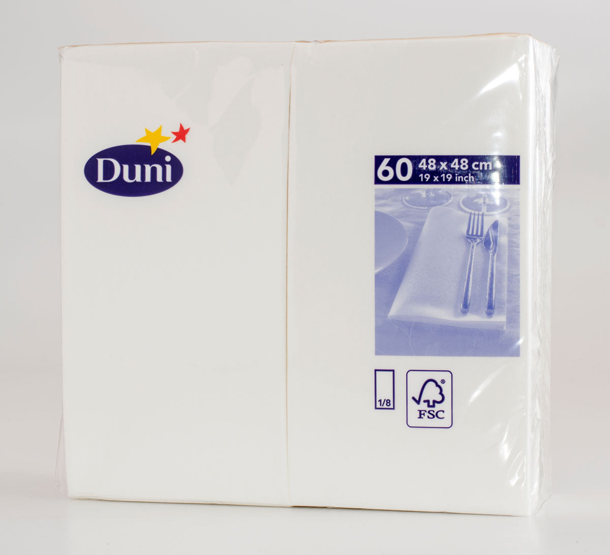 Middagsserviet, 1/8 Fold, 3-lags, 48x48, Hvid, Dunisoft, ( 60 stk )