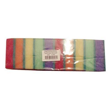Svamp multi Mini 9x6 cm assorterede farver med grøn skuresål,10 stk/pk