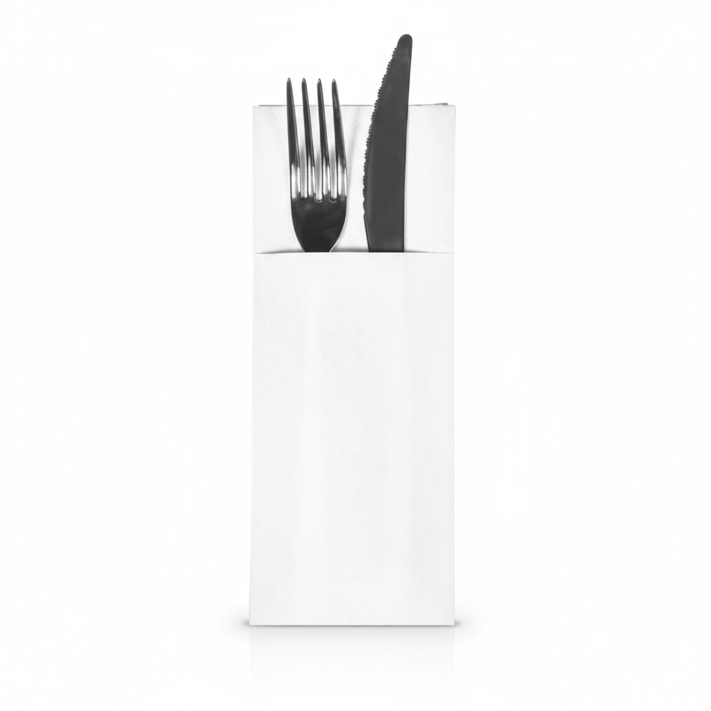 Bestikpose Airlaid 40x32 cm Hvid – ( 1.200 stk )
