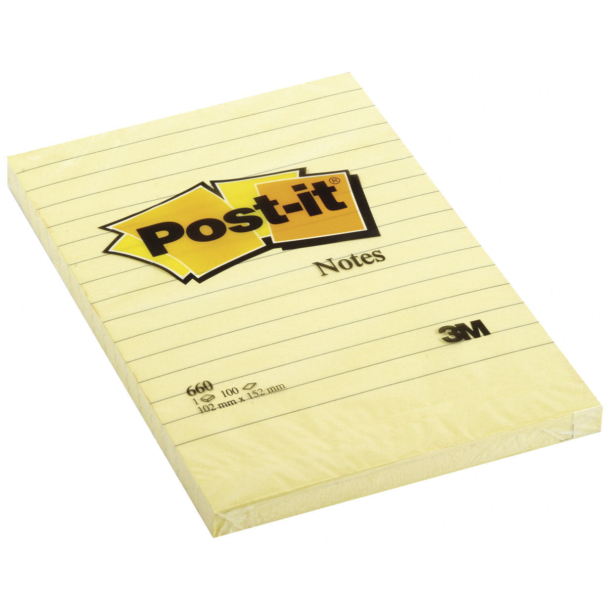 Post-it linieret notes 102 x 152 mm i gul (6 stk)