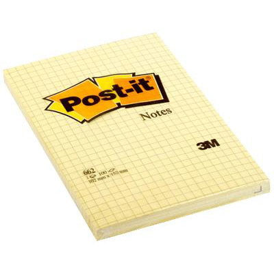 Post-it blok med kvadrater i størrelsen 102 x 152 mm ( 6 stk)